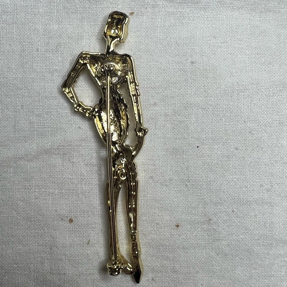 Vintage AJC? Art Deco Classy Lady Gold Tone Brooch Pin. Unsigned - Picture 4 of 8
